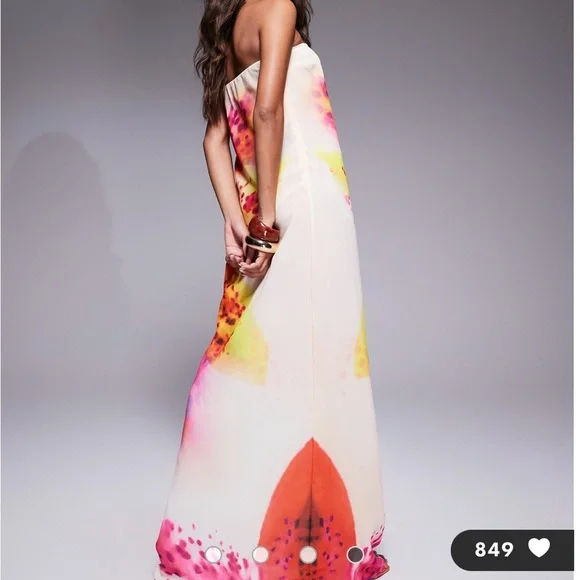chinese dress ladies Rent Asos Design Satin Bandeau Maxi Dress With Cowl Back In Orange